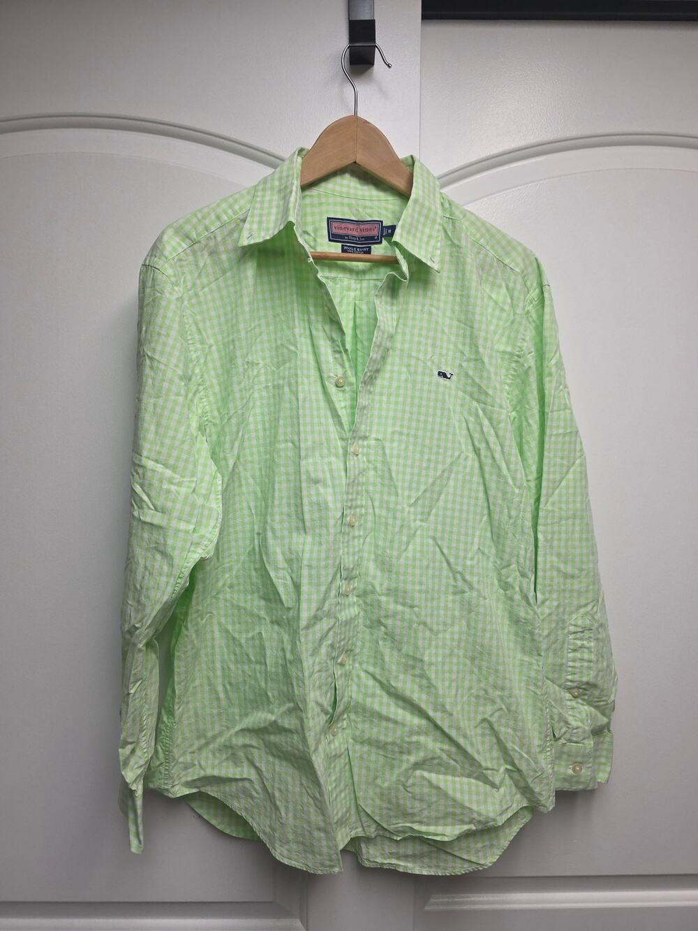 Vineyard Vines By Shep & Ian Size M Men’s Light Green Checkered Button Down